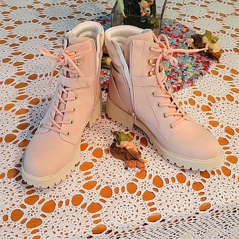 Boots, light pink and cream. Size 9.